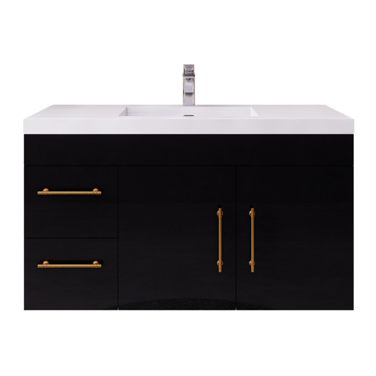 Better Vanity Elsa 24" -48" Wall-Mounted Floating Bathroom Vanity with Reinforced Acrylic Single Sink, Soft-Close Drawers, Fully Assembled