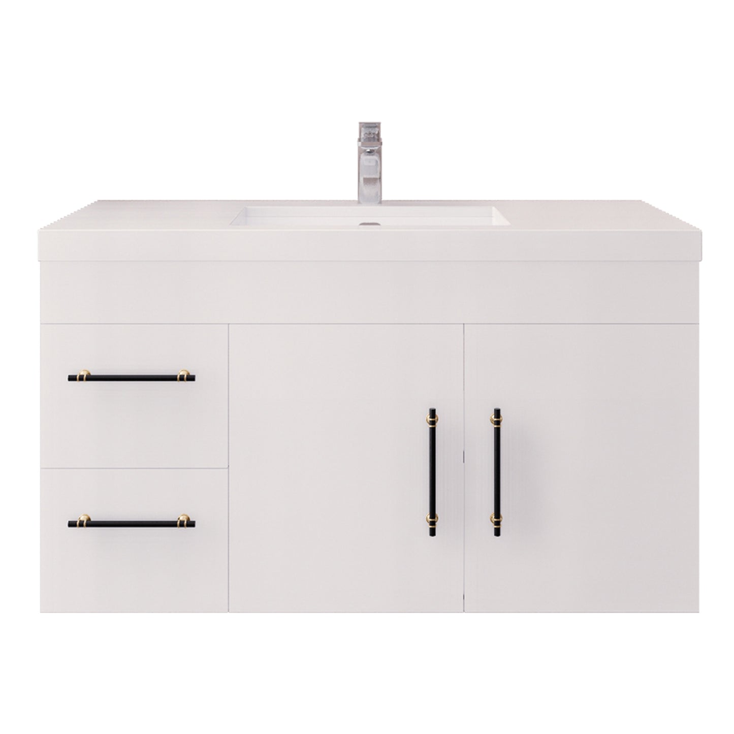Better Vanity Elsa 24" -48" Wall-Mounted Floating Bathroom Vanity with Reinforced Acrylic Single Sink, Soft-Close Drawers, Fully Assembled