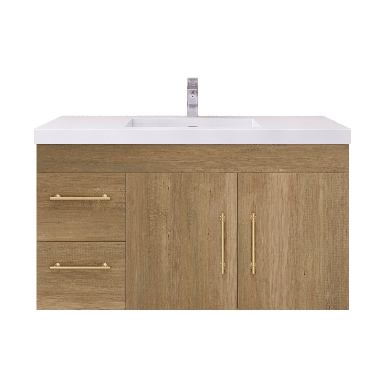 Better Vanity Elsa 24" -48" Wall-Mounted Floating Bathroom Vanity with Reinforced Acrylic Single Sink, Soft-Close Drawers, Fully Assembled