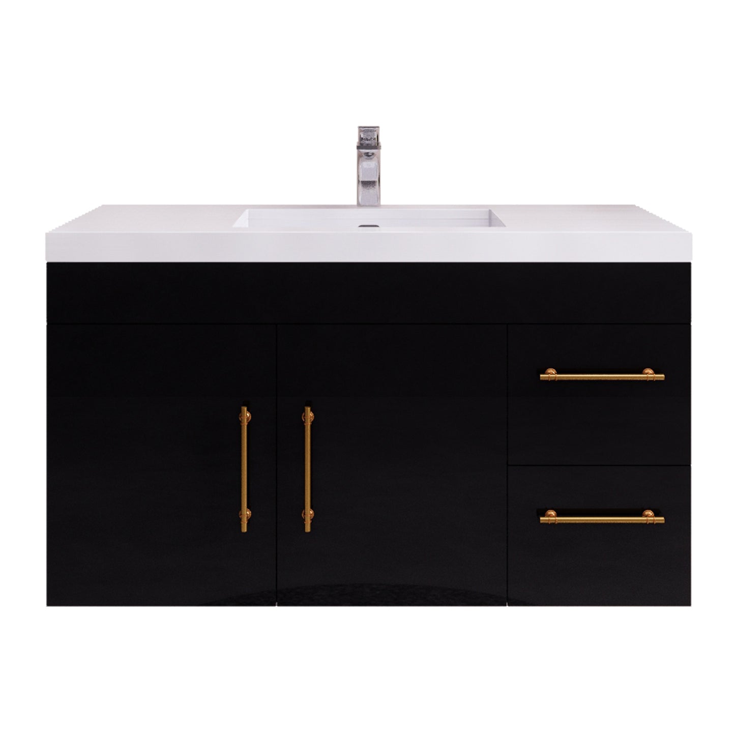 Better Vanity Elsa 24" -48" Wall-Mounted Floating Bathroom Vanity with Reinforced Acrylic Single Sink, Soft-Close Drawers, Fully Assembled