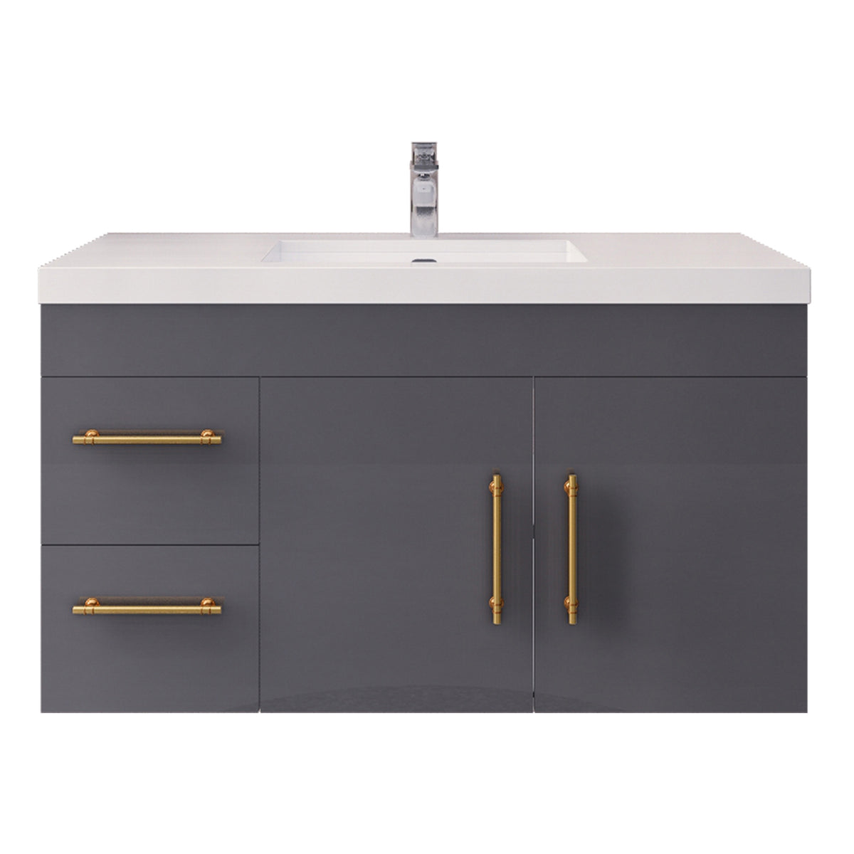Better Vanity Elsa 24" -48" Wall-Mounted Floating Bathroom Vanity with Reinforced Acrylic Single Sink, Soft-Close Drawers, Fully Assembled