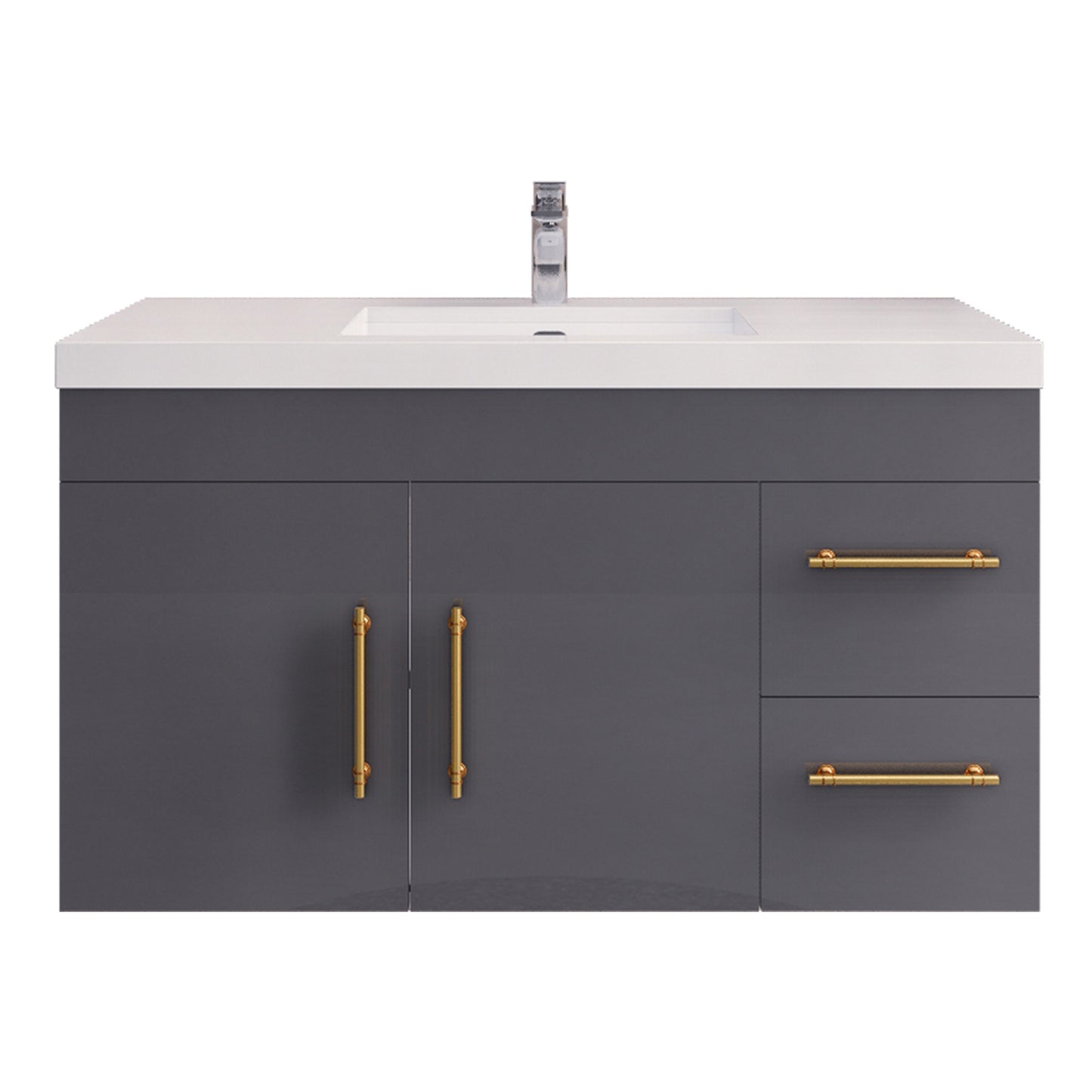 Better Vanity Elsa 24" -48" Wall-Mounted Floating Bathroom Vanity with Reinforced Acrylic Single Sink, Soft-Close Drawers, Fully Assembled