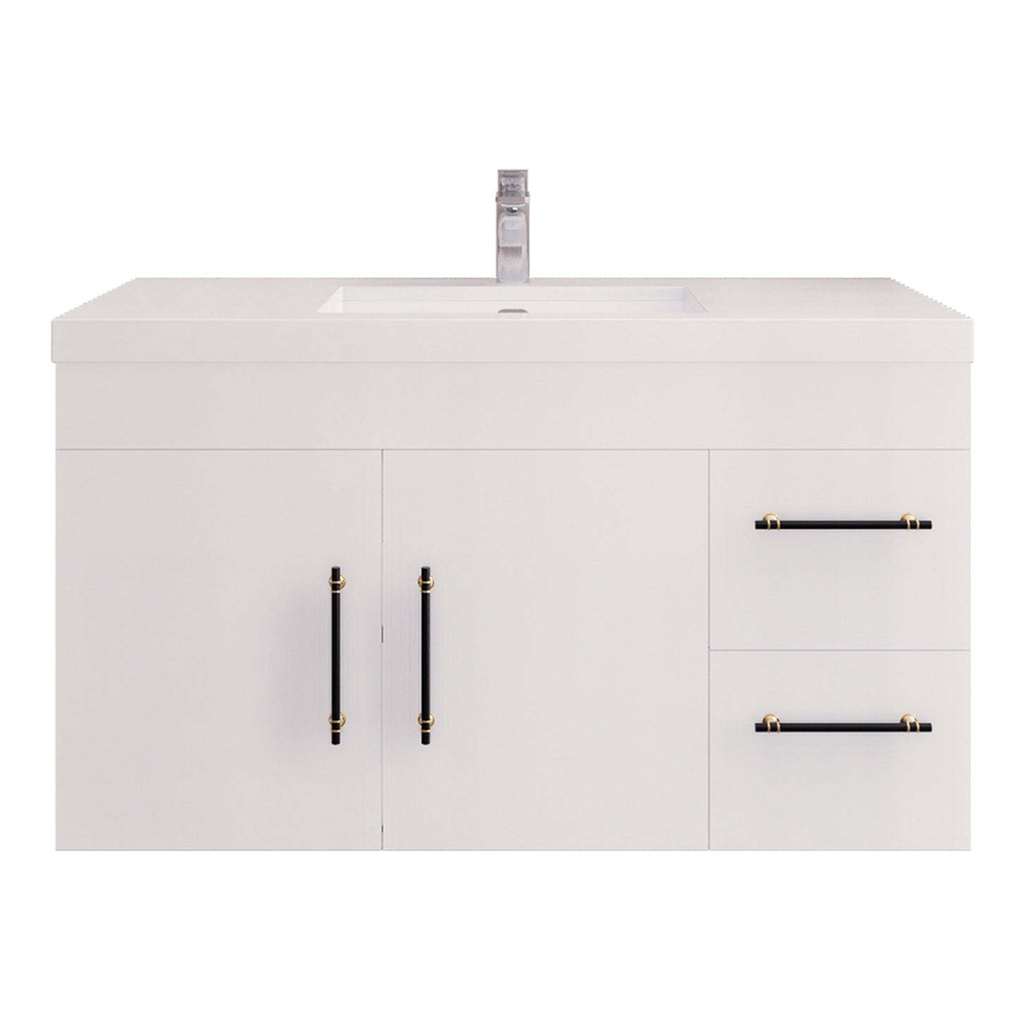 Better Vanity Elsa 24" -48" Wall-Mounted Floating Bathroom Vanity with Reinforced Acrylic Single Sink, Soft-Close Drawers, Fully Assembled
