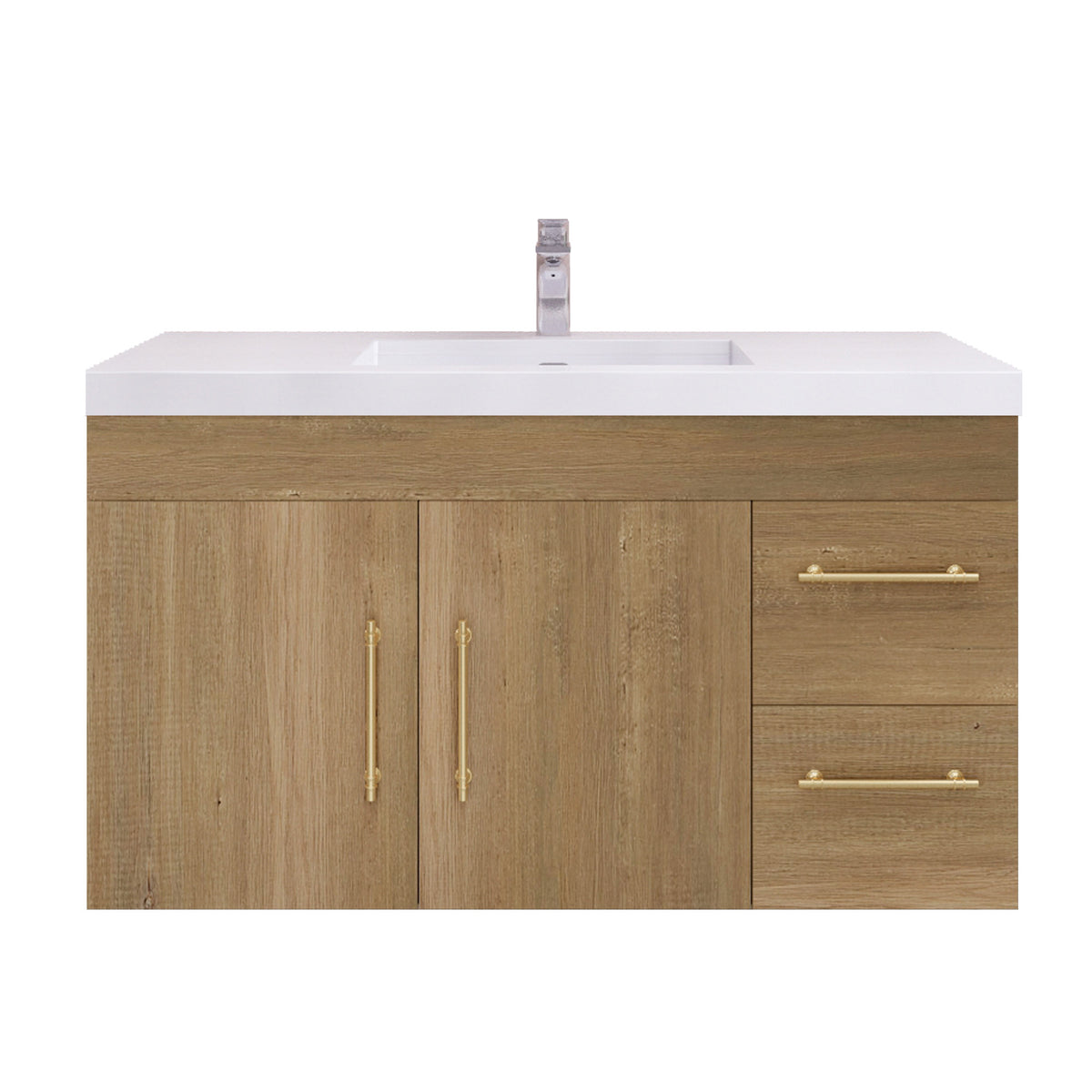 Better Vanity Elsa 24" -48" Wall-Mounted Floating Bathroom Vanity with Reinforced Acrylic Single Sink, Soft-Close Drawers, Fully Assembled