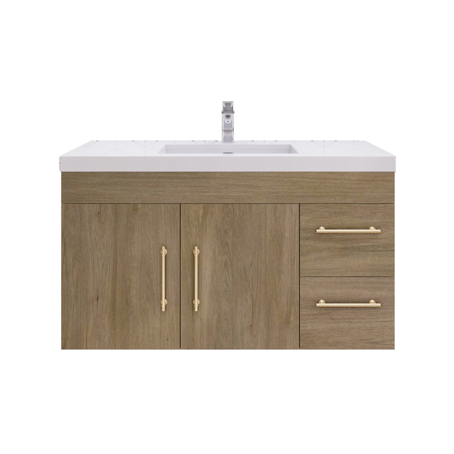 Better Vanity Elsa 24" -48" Wall-Mounted Floating Bathroom Vanity with Reinforced Acrylic Single Sink, Soft-Close Drawers, Fully Assembled
