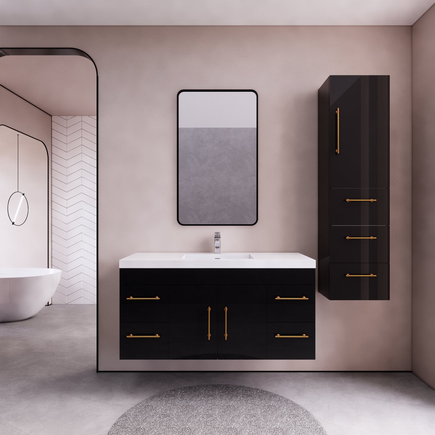 Better Vanity Elsa 24" -48" Wall-Mounted Floating Bathroom Vanity with Reinforced Acrylic Single Sink, Soft-Close Drawers, Fully Assembled