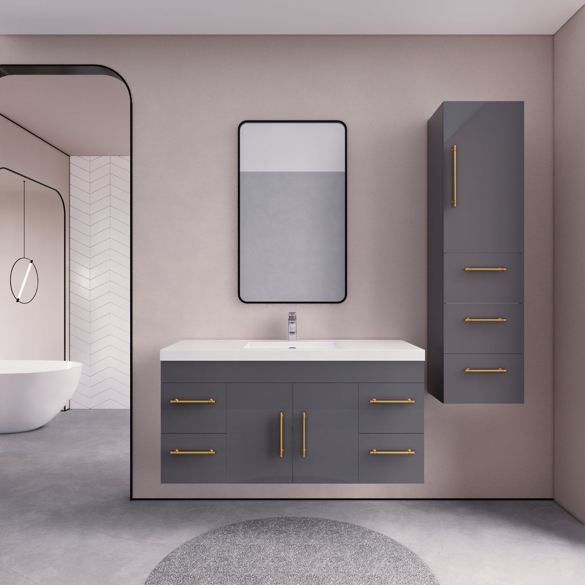 Better Vanity Elsa 24" -48" Wall-Mounted Floating Bathroom Vanity with Reinforced Acrylic Single Sink, Soft-Close Drawers, Fully Assembled