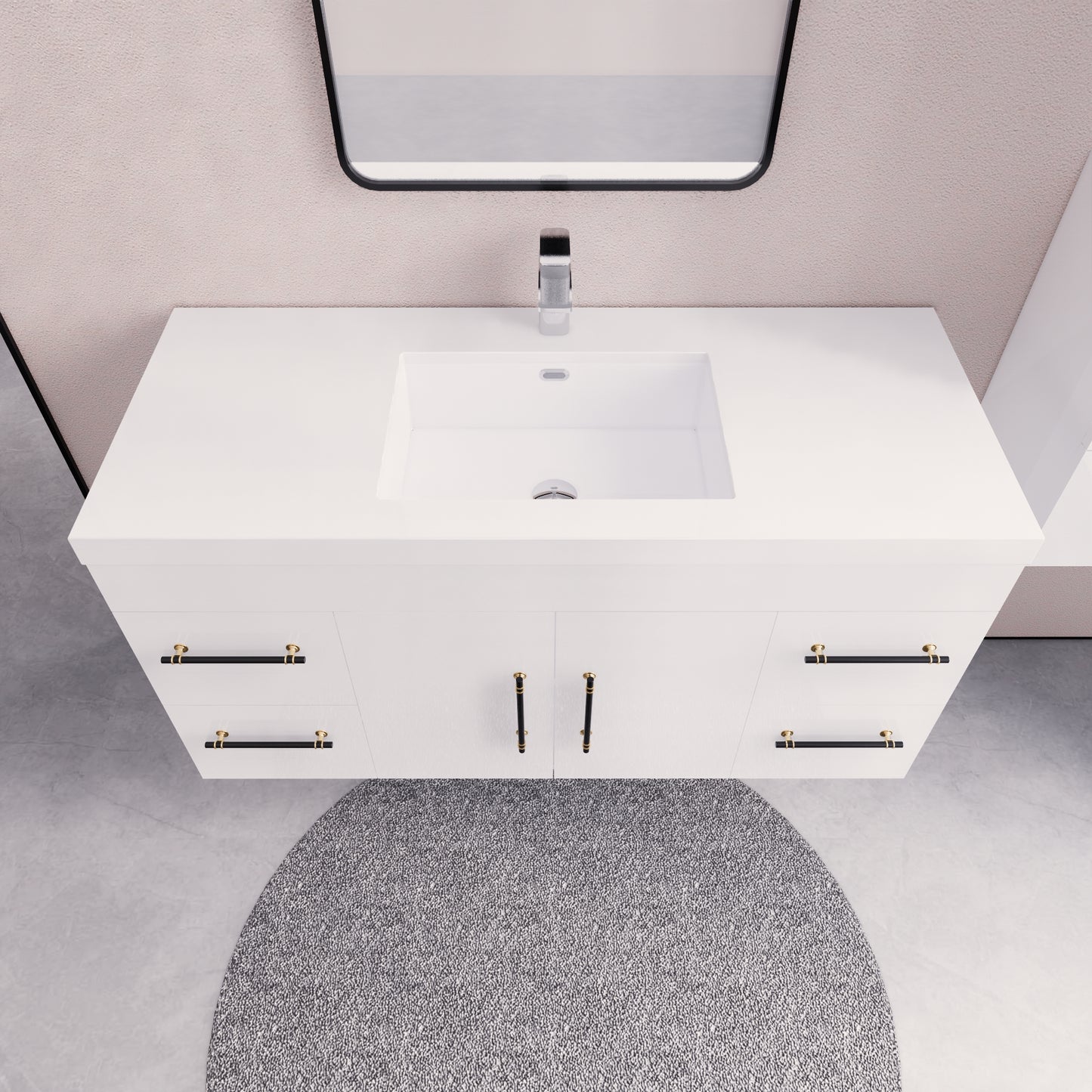Better Vanity Elsa 24" -48" Wall-Mounted Floating Bathroom Vanity with Reinforced Acrylic Single Sink, Soft-Close Drawers, Fully Assembled