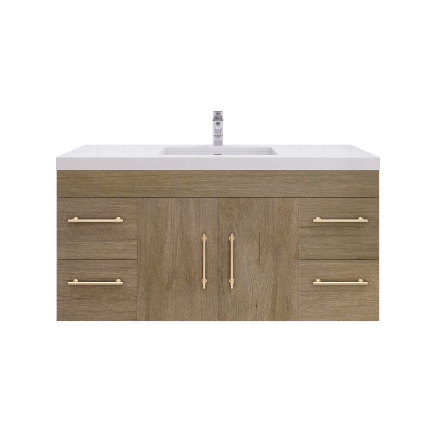 Better Vanity Elsa 24" -48" Wall-Mounted Floating Bathroom Vanity with Reinforced Acrylic Single Sink, Soft-Close Drawers, Fully Assembled