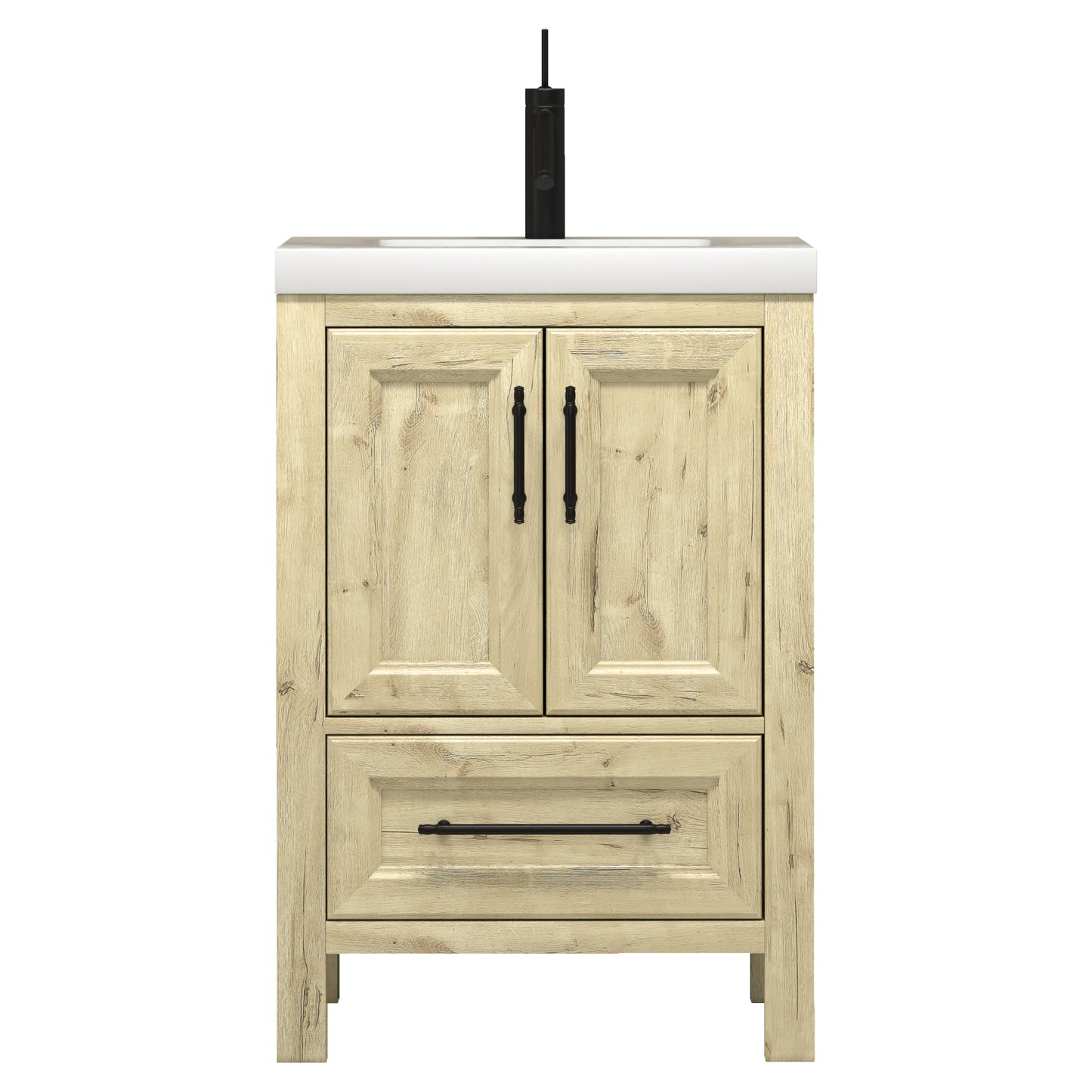 Better Vanity VIV 24"-84" Solid Wood Bathroom Vanity with Reinforced Acrylic Sink, Freestanding Cabinet with Soft Close Doors & Drawers, Fully Assembled