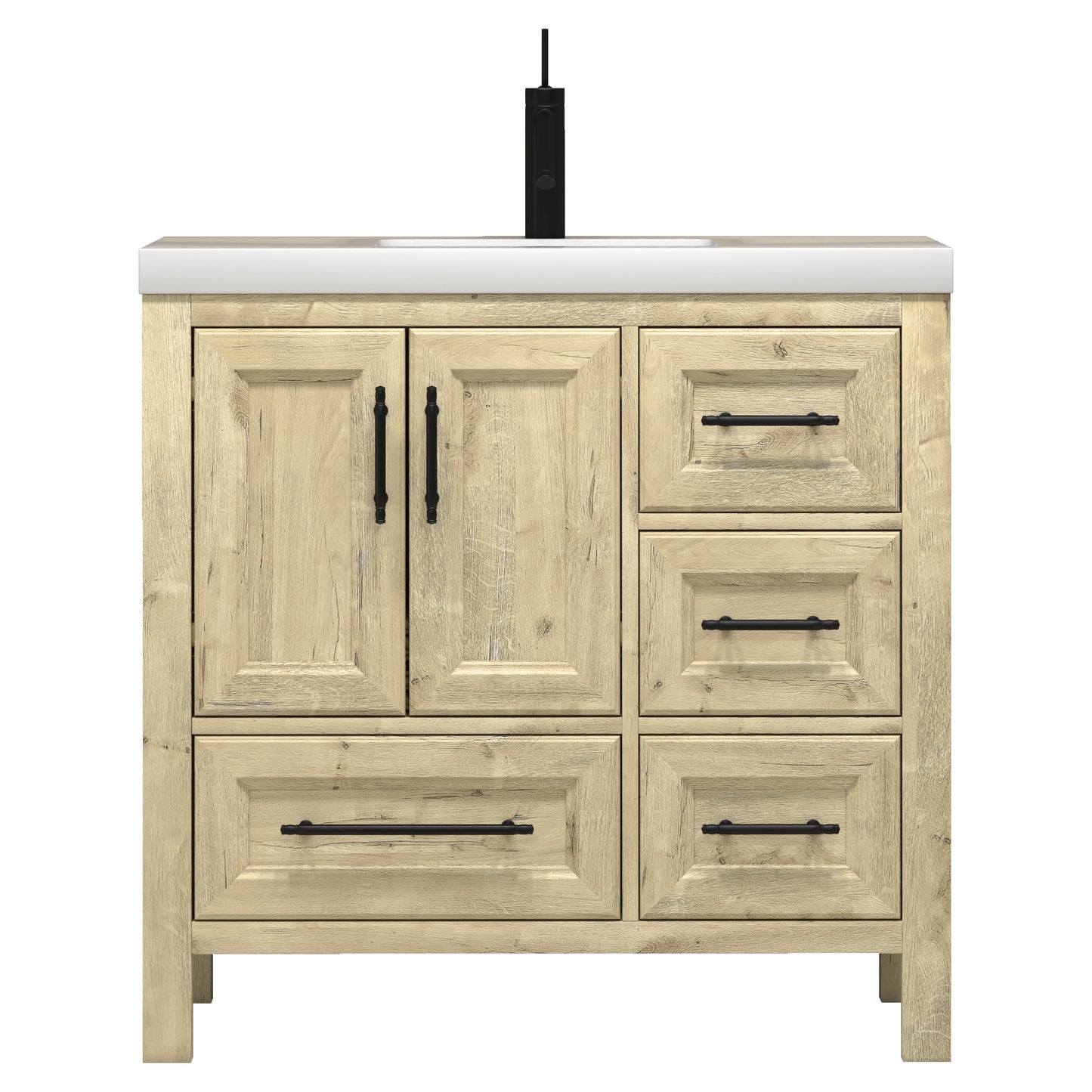 Better Vanity VIV 24"-84" Solid Wood Bathroom Vanity with Reinforced Acrylic Sink, Freestanding Cabinet with Soft Close Doors & Drawers, Fully Assembled