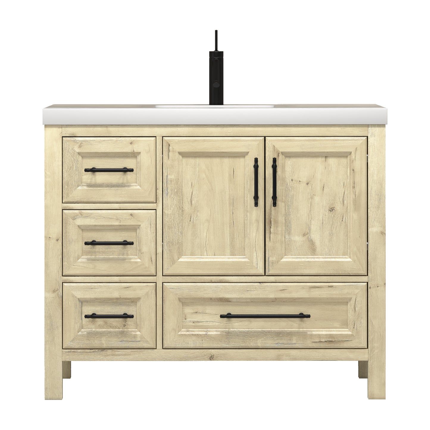 Better Vanity VIV 24"-84" Solid Wood Bathroom Vanity with Reinforced Acrylic Sink, Freestanding Cabinet with Soft Close Doors & Drawers, Fully Assembled
