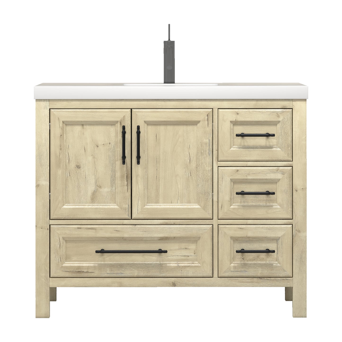 Better Vanity VIV 24"-84" Solid Wood Bathroom Vanity with Reinforced Acrylic Sink, Freestanding Cabinet with Soft Close Doors & Drawers, Fully Assembled