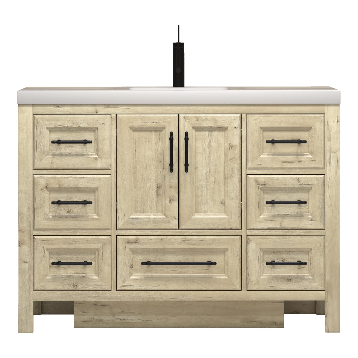 Better Vanity VIV 24"-84" Solid Wood Bathroom Vanity with Reinforced Acrylic Sink, Freestanding Cabinet with Soft Close Doors & Drawers, Fully Assembled