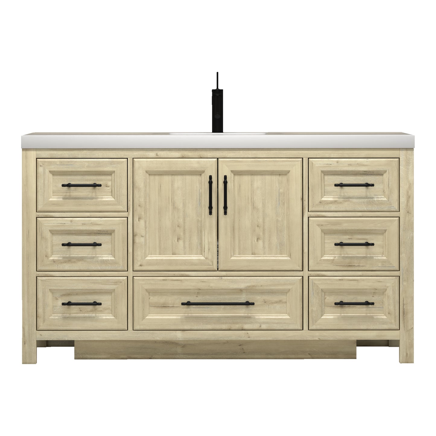 Better Vanity VIV 24"-84" Solid Wood Bathroom Vanity with Reinforced Acrylic Sink, Freestanding Cabinet with Soft Close Doors & Drawers, Fully Assembled