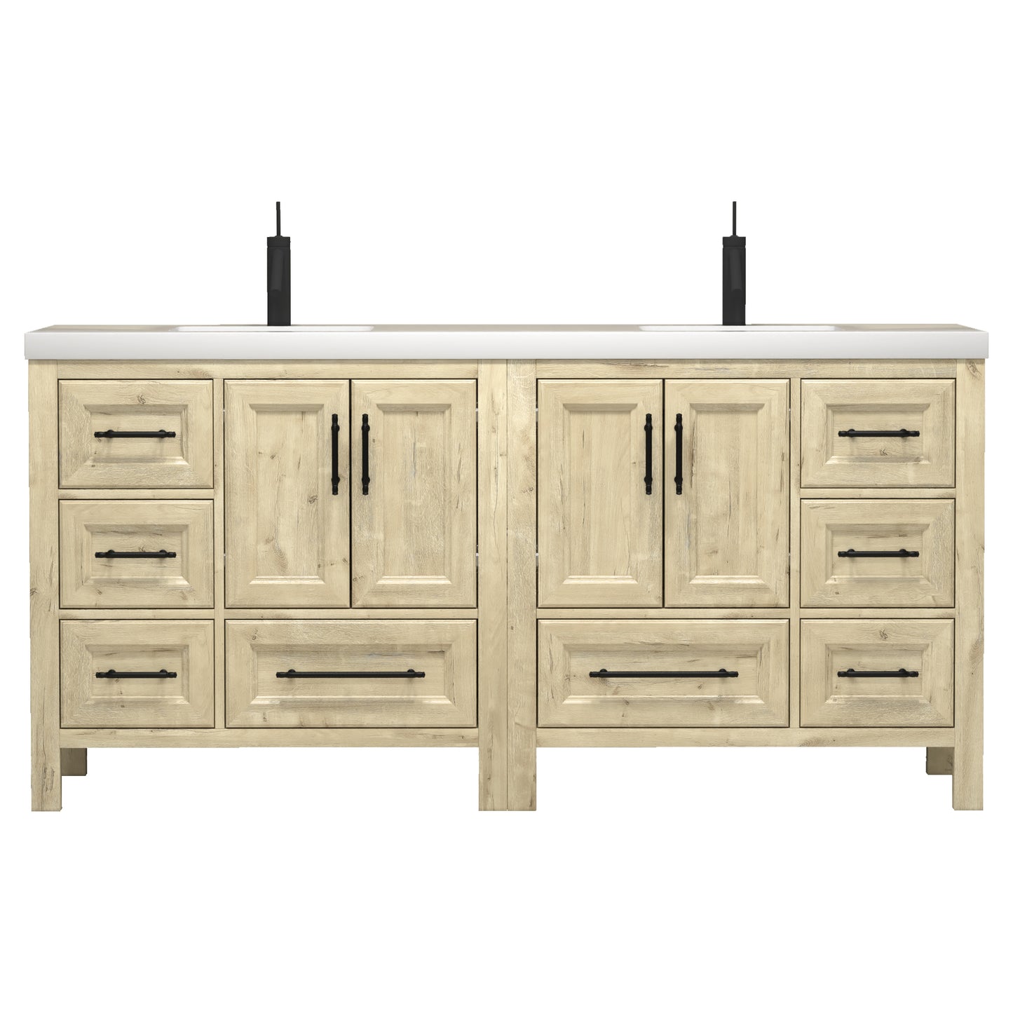 Better Vanity VIV 24"-84" Solid Wood Bathroom Vanity with Reinforced Acrylic Sink, Freestanding Cabinet with Soft Close Doors & Drawers, Fully Assembled
