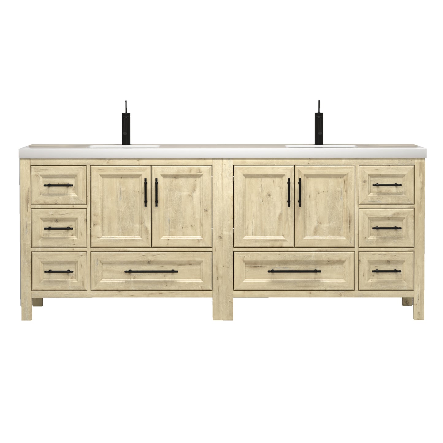 Better Vanity VIV 24"-84" Solid Wood Bathroom Vanity with Reinforced Acrylic Sink, Freestanding Cabinet with Soft Close Doors & Drawers, Fully Assembled