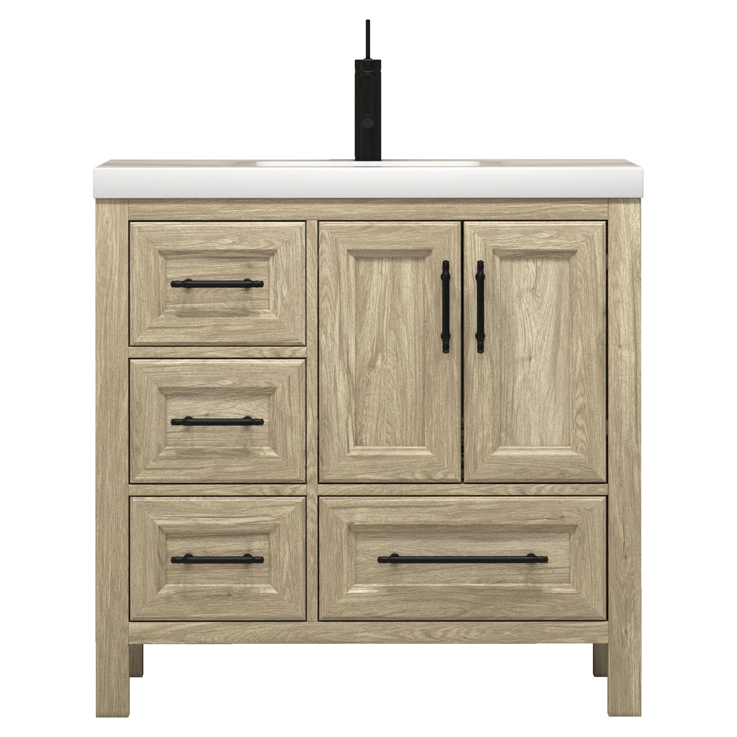 Better Vanity VIV 24"-84" Solid Wood Bathroom Vanity with Reinforced Acrylic Sink, Freestanding Cabinet with Soft Close Doors & Drawers, Fully Assembled