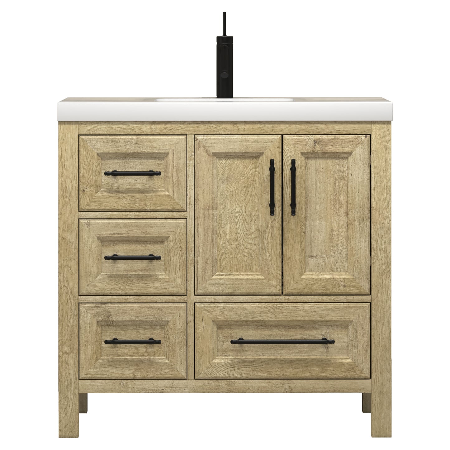 Better Vanity VIV 24"-84" Solid Wood Bathroom Vanity with Reinforced Acrylic Sink, Freestanding Cabinet with Soft Close Doors & Drawers, Fully Assembled