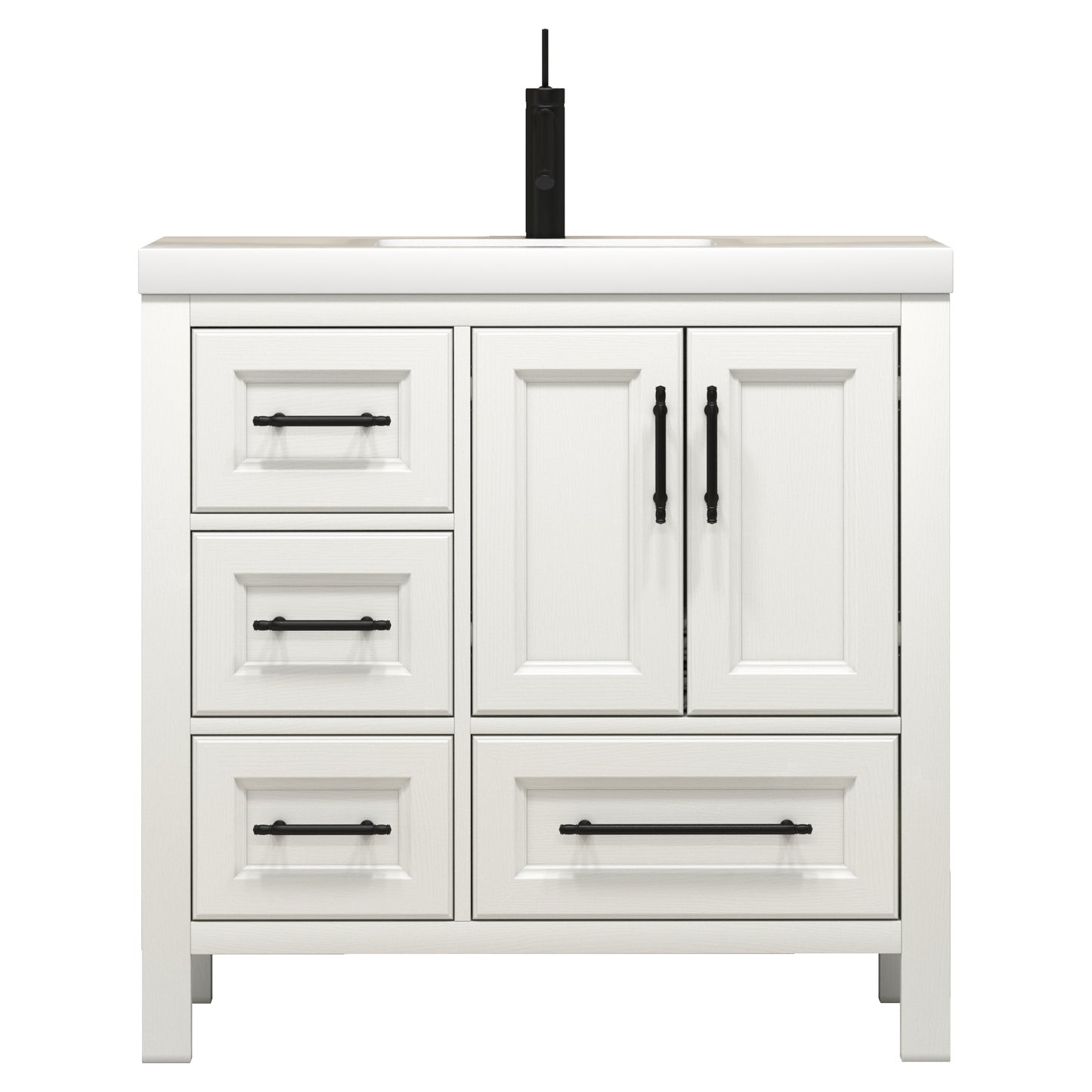 Better Vanity VIV 24"-84" Solid Wood Bathroom Vanity with Reinforced Acrylic Sink, Freestanding Cabinet with Soft Close Doors & Drawers, Fully Assembled