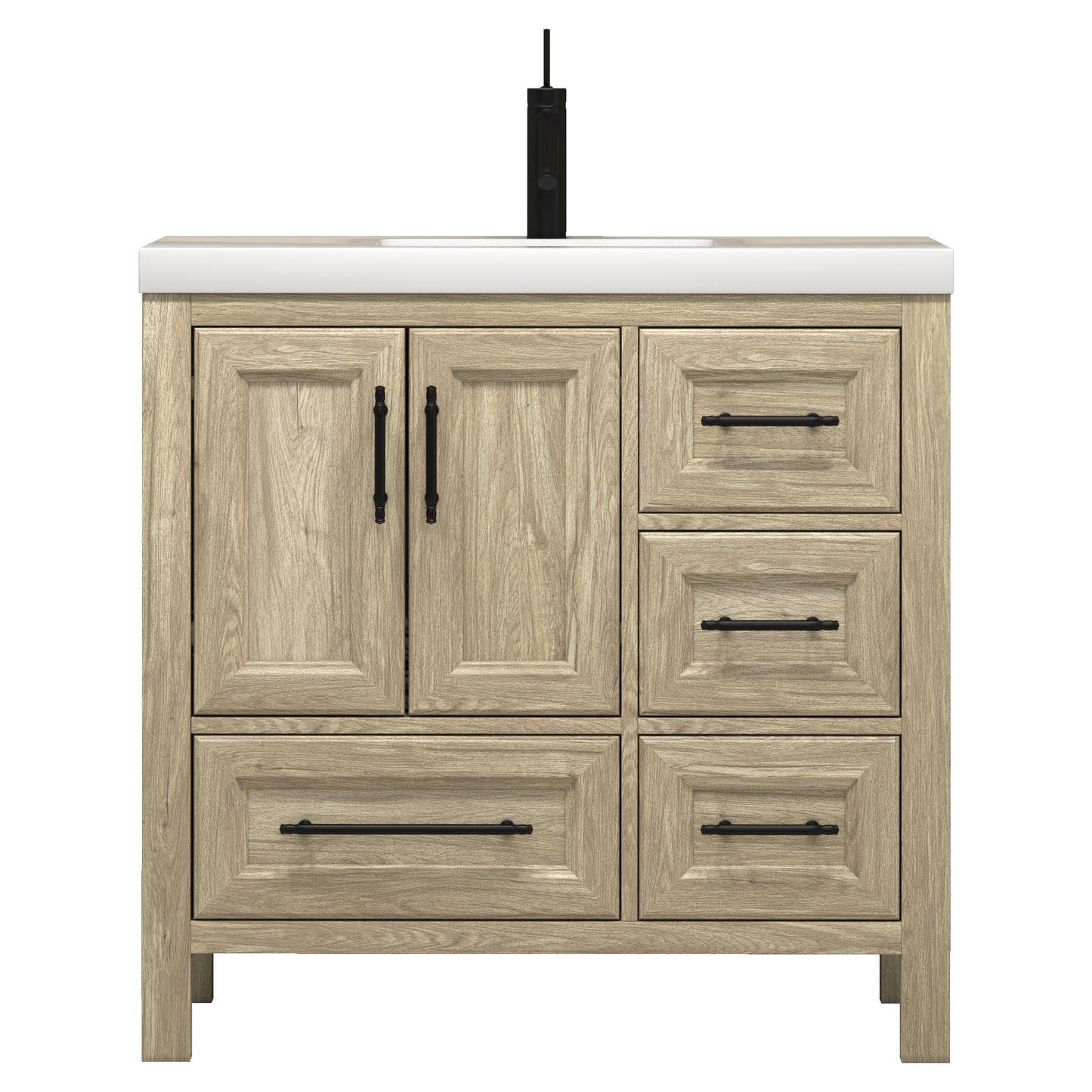 Better Vanity VIV 24"-84" Solid Wood Bathroom Vanity with Reinforced Acrylic Sink, Freestanding Cabinet with Soft Close Doors & Drawers, Fully Assembled