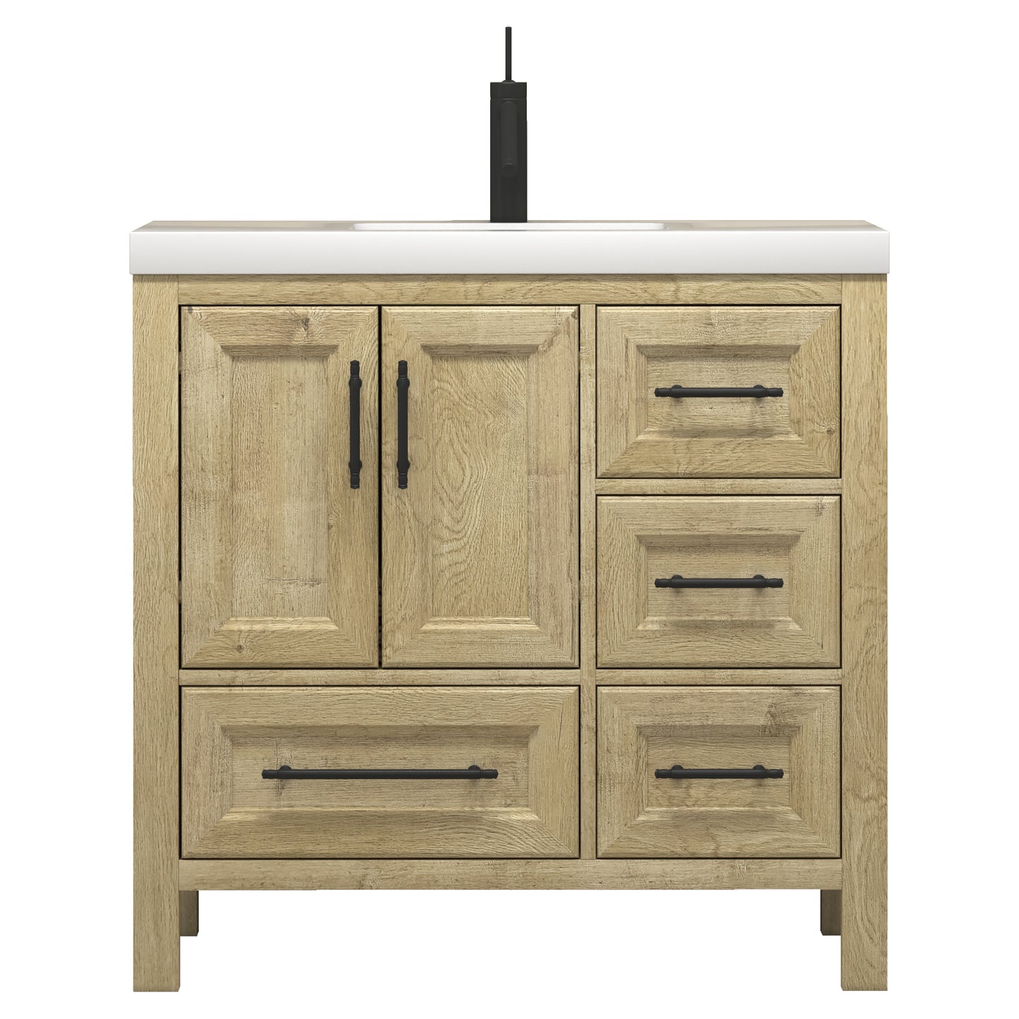 Better Vanity VIV 24"-84" Solid Wood Bathroom Vanity with Reinforced Acrylic Sink, Freestanding Cabinet with Soft Close Doors & Drawers, Fully Assembled