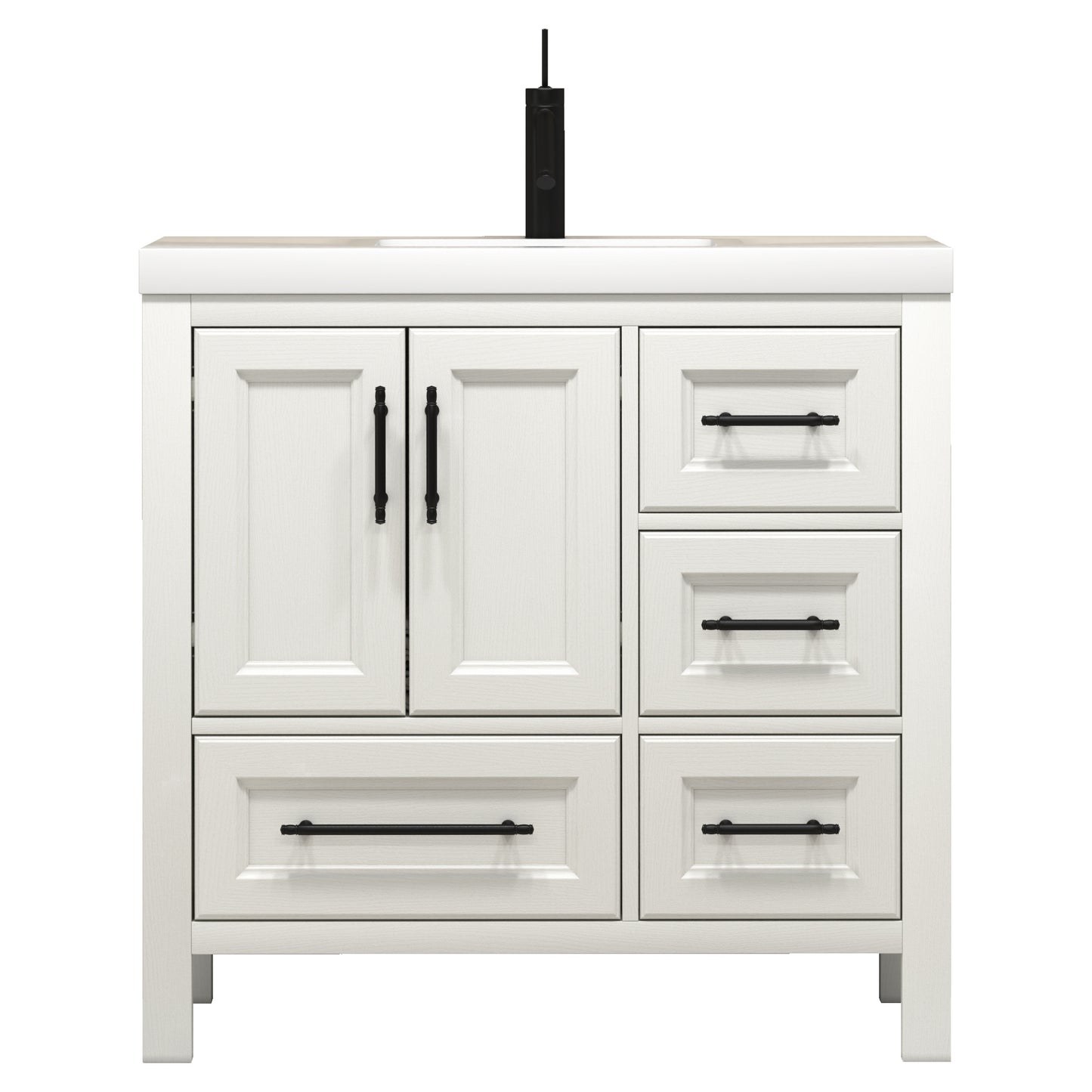 Better Vanity VIV 24"-84" Solid Wood Bathroom Vanity with Reinforced Acrylic Sink, Freestanding Cabinet with Soft Close Doors & Drawers, Fully Assembled