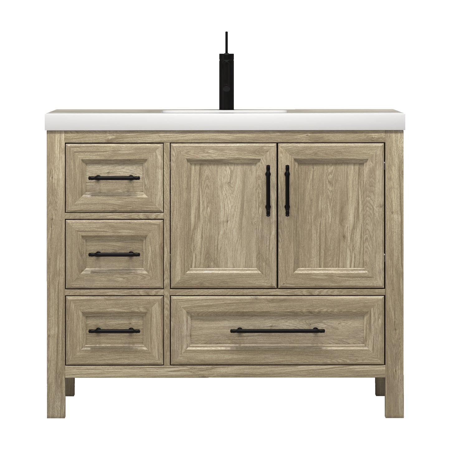 Better Vanity VIV 24"-84" Solid Wood Bathroom Vanity with Reinforced Acrylic Sink, Freestanding Cabinet with Soft Close Doors & Drawers, Fully Assembled