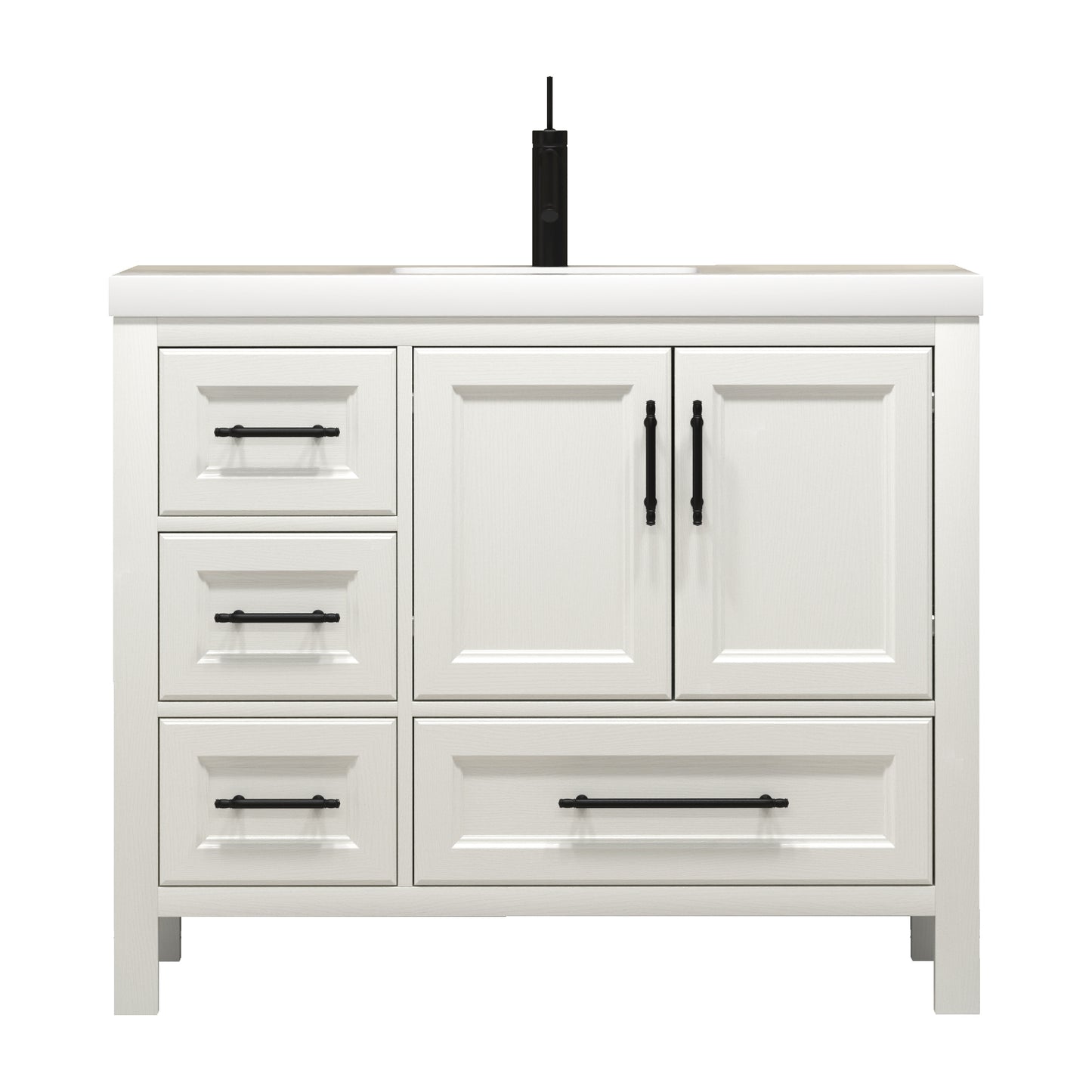 Better Vanity VIV 24"-84" Solid Wood Bathroom Vanity with Reinforced Acrylic Sink, Freestanding Cabinet with Soft Close Doors & Drawers, Fully Assembled