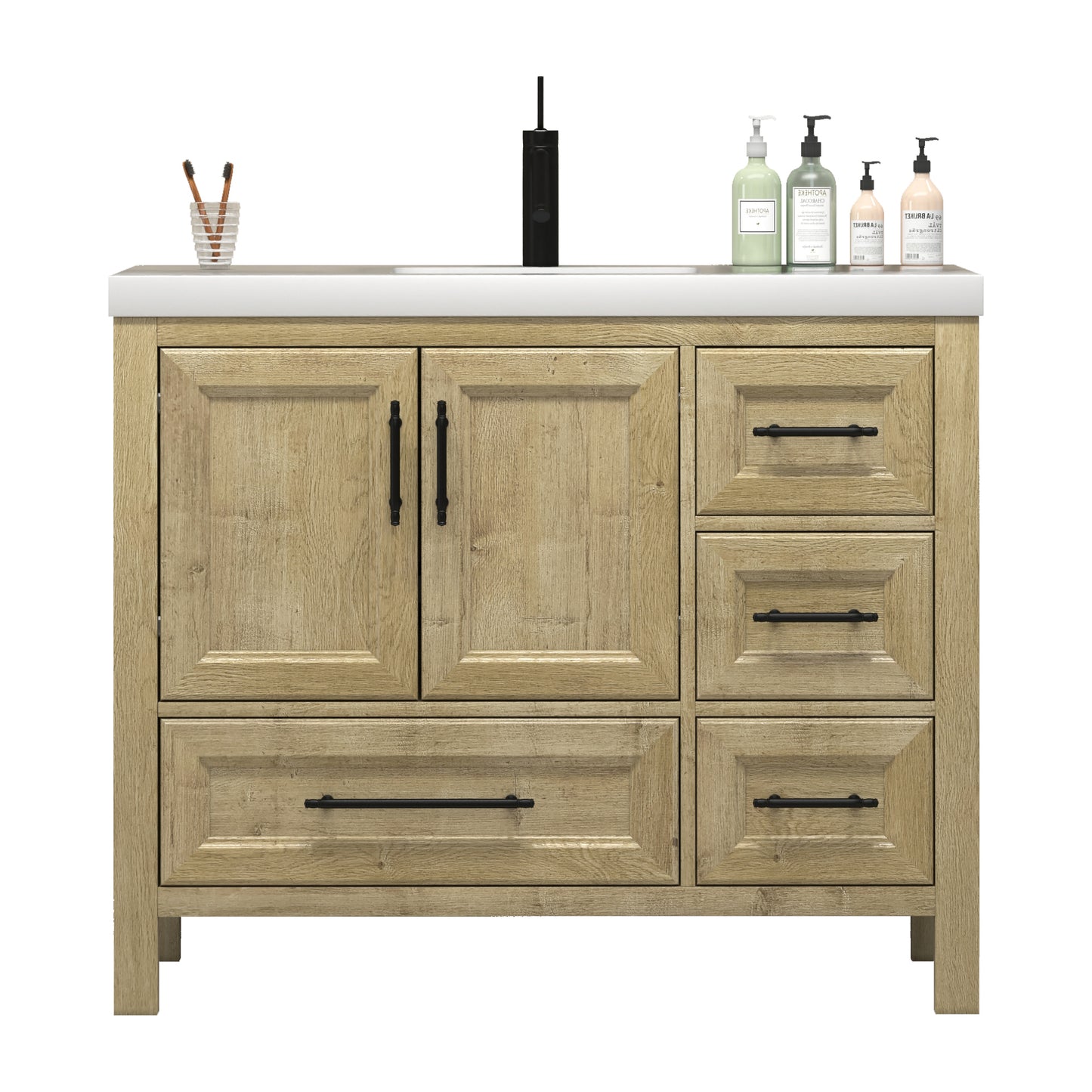 Better Vanity VIV 24"-84" Solid Wood Bathroom Vanity with Reinforced Acrylic Sink, Freestanding Cabinet with Soft Close Doors & Drawers, Fully Assembled