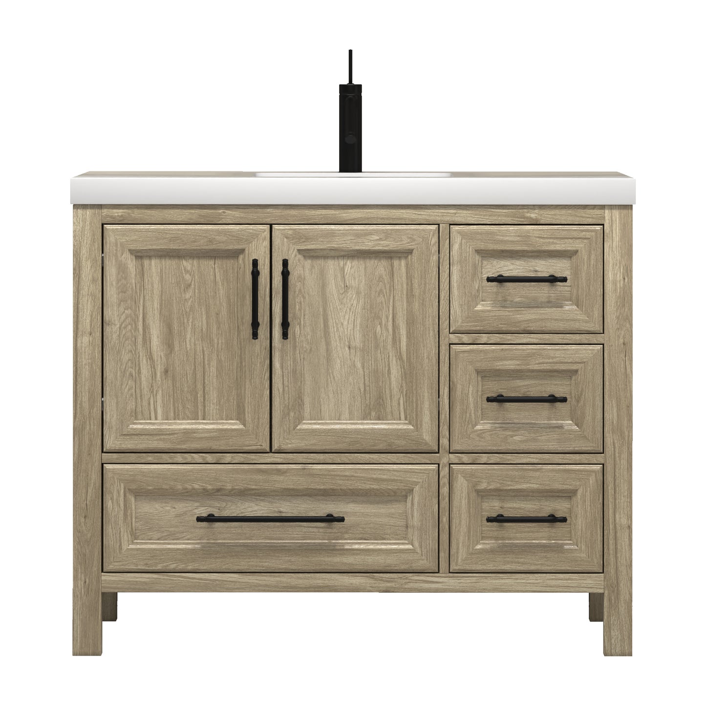 Better Vanity VIV 24"-84" Solid Wood Bathroom Vanity with Reinforced Acrylic Sink, Freestanding Cabinet with Soft Close Doors & Drawers, Fully Assembled