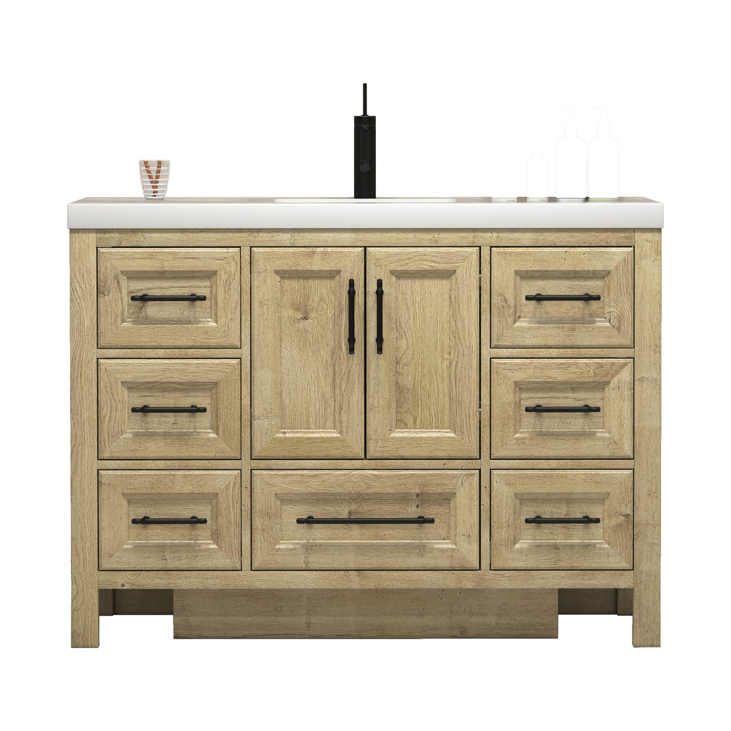 Better Vanity VIV 24"-84" Solid Wood Bathroom Vanity with Reinforced Acrylic Sink, Freestanding Cabinet with Soft Close Doors & Drawers, Fully Assembled
