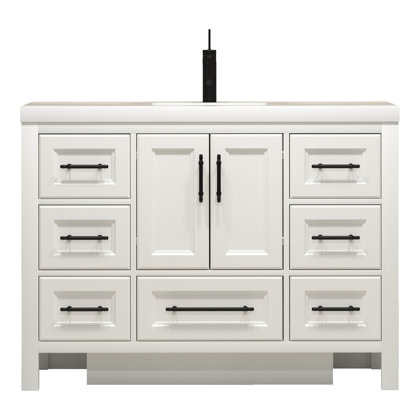 Better Vanity VIV 24"-84" Solid Wood Bathroom Vanity with Reinforced Acrylic Sink, Freestanding Cabinet with Soft Close Doors & Drawers, Fully Assembled