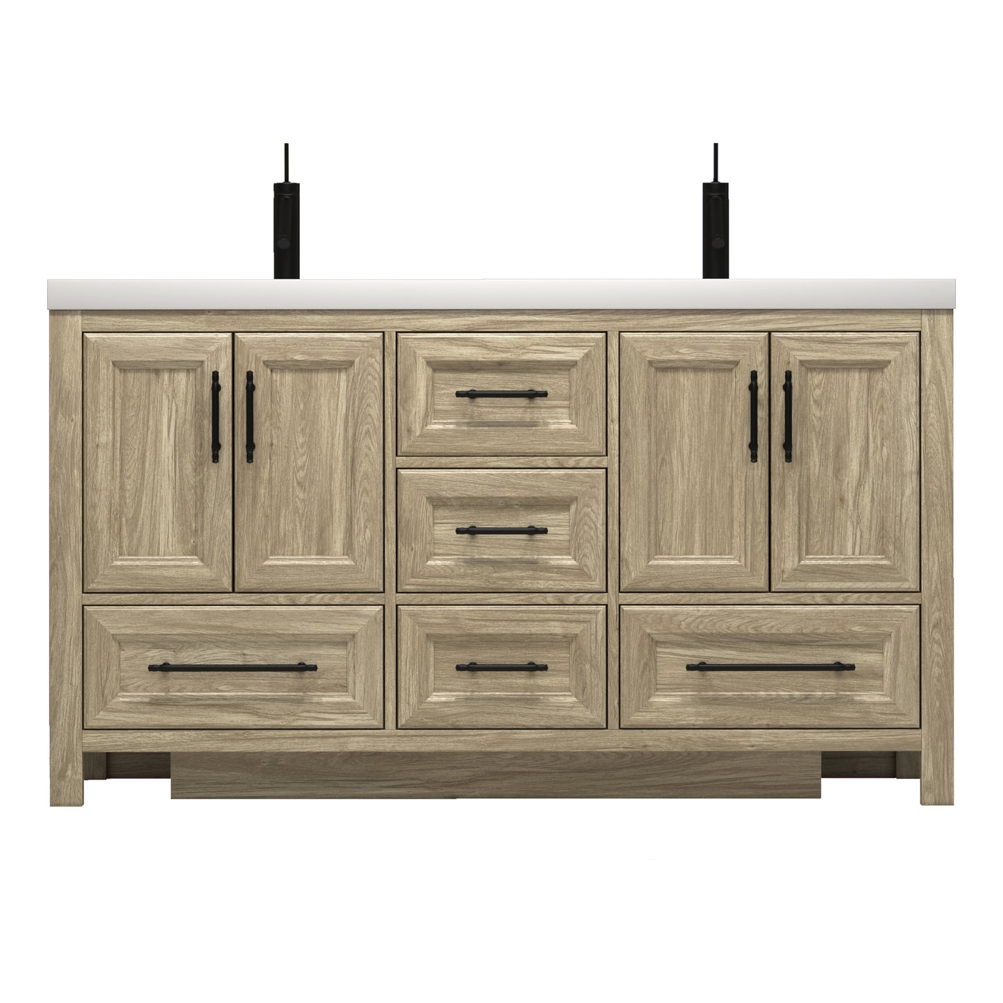 Better Vanity VIV 24"-84" Solid Wood Bathroom Vanity with Reinforced Acrylic Sink, Freestanding Cabinet with Soft Close Doors & Drawers, Fully Assembled