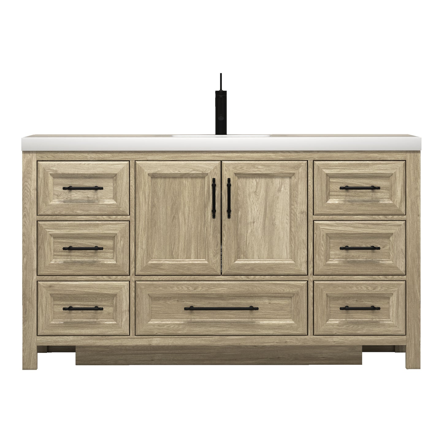 Better Vanity VIV 24"-84" Solid Wood Bathroom Vanity with Reinforced Acrylic Sink, Freestanding Cabinet with Soft Close Doors & Drawers, Fully Assembled