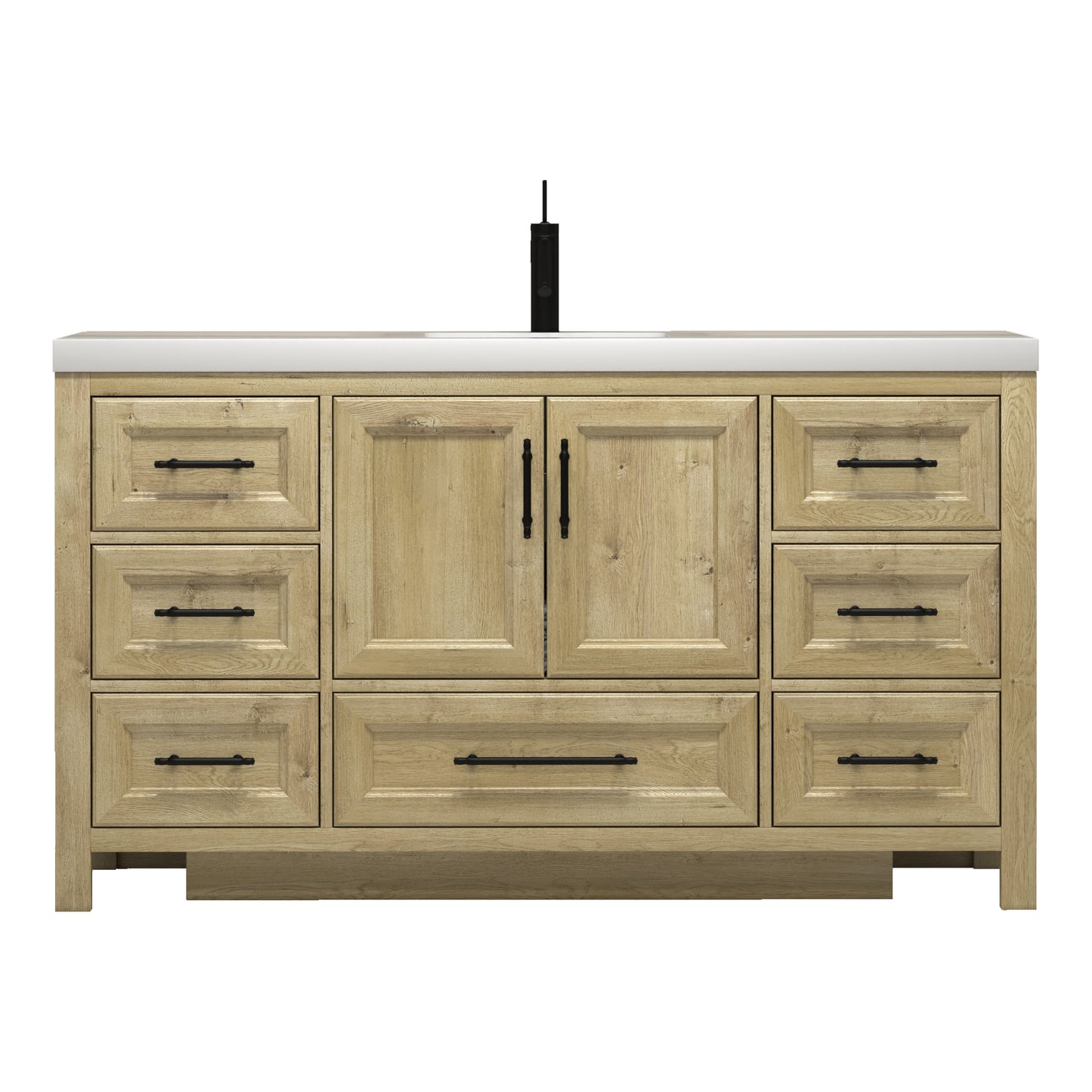 Better Vanity VIV 24"-84" Solid Wood Bathroom Vanity with Reinforced Acrylic Sink, Freestanding Cabinet with Soft Close Doors & Drawers, Fully Assembled