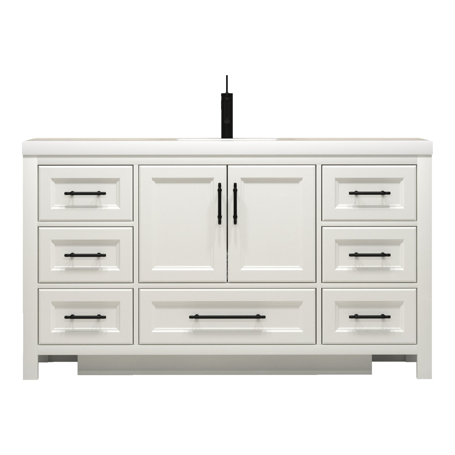 Better Vanity VIV 24"-84" Solid Wood Bathroom Vanity with Reinforced Acrylic Sink, Freestanding Cabinet with Soft Close Doors & Drawers, Fully Assembled