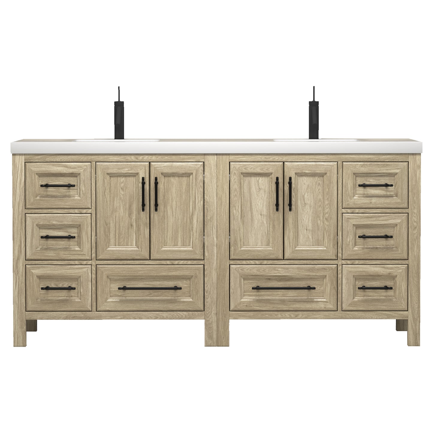 Better Vanity VIV 24"-84" Solid Wood Bathroom Vanity with Reinforced Acrylic Sink, Freestanding Cabinet with Soft Close Doors & Drawers, Fully Assembled