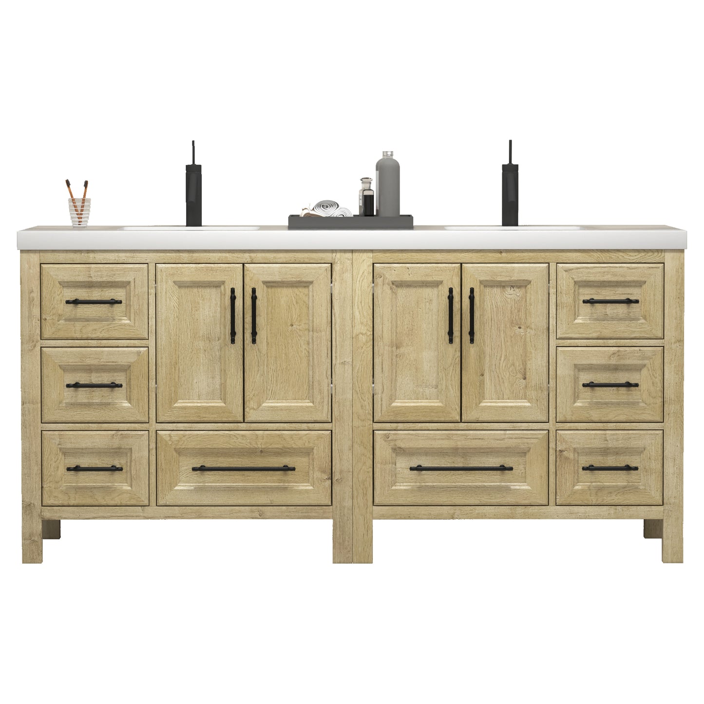Better Vanity VIV 24"-84" Solid Wood Bathroom Vanity with Reinforced Acrylic Sink, Freestanding Cabinet with Soft Close Doors & Drawers, Fully Assembled