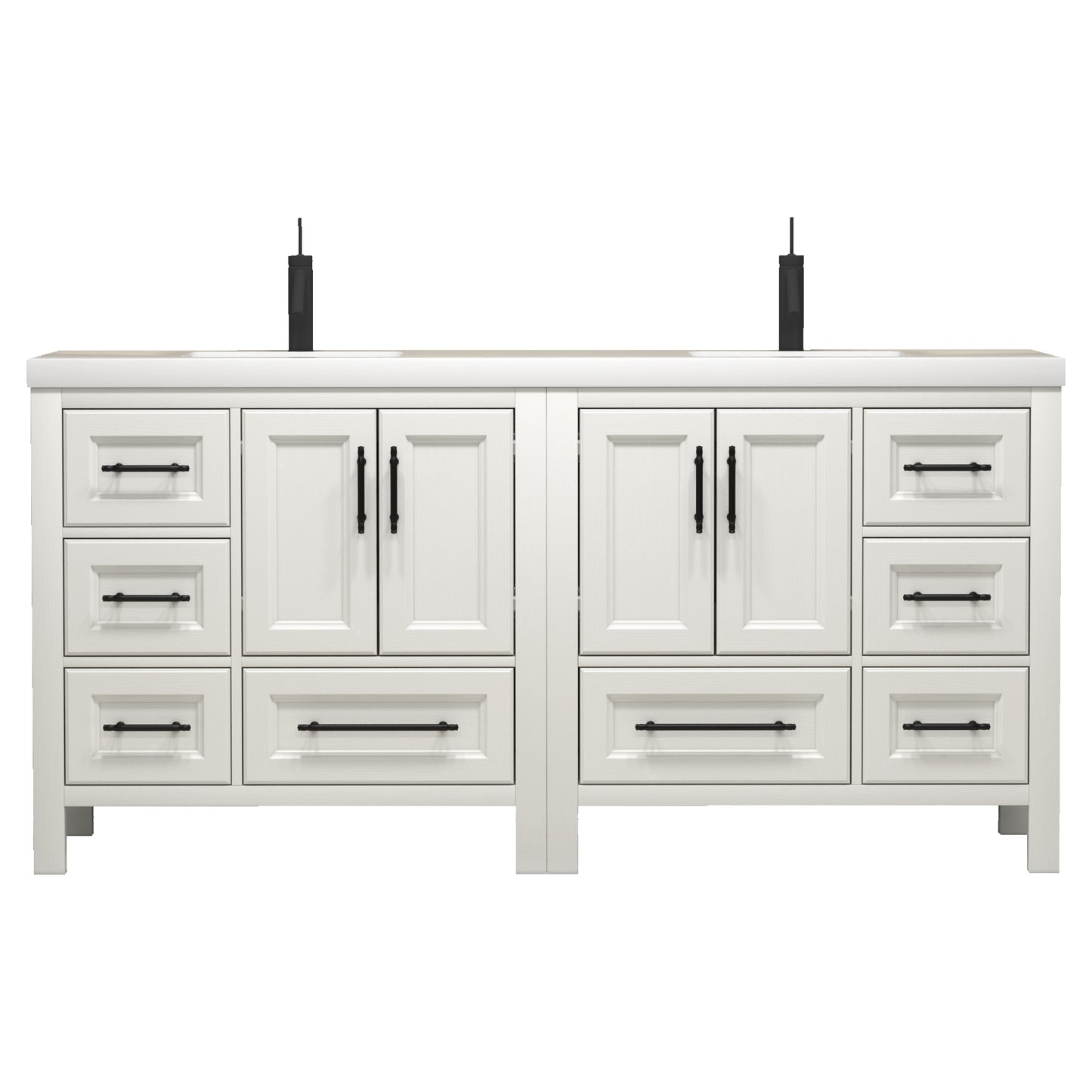 Better Vanity VIV 24"-84" Solid Wood Bathroom Vanity with Reinforced Acrylic Sink, Freestanding Cabinet with Soft Close Doors & Drawers, Fully Assembled