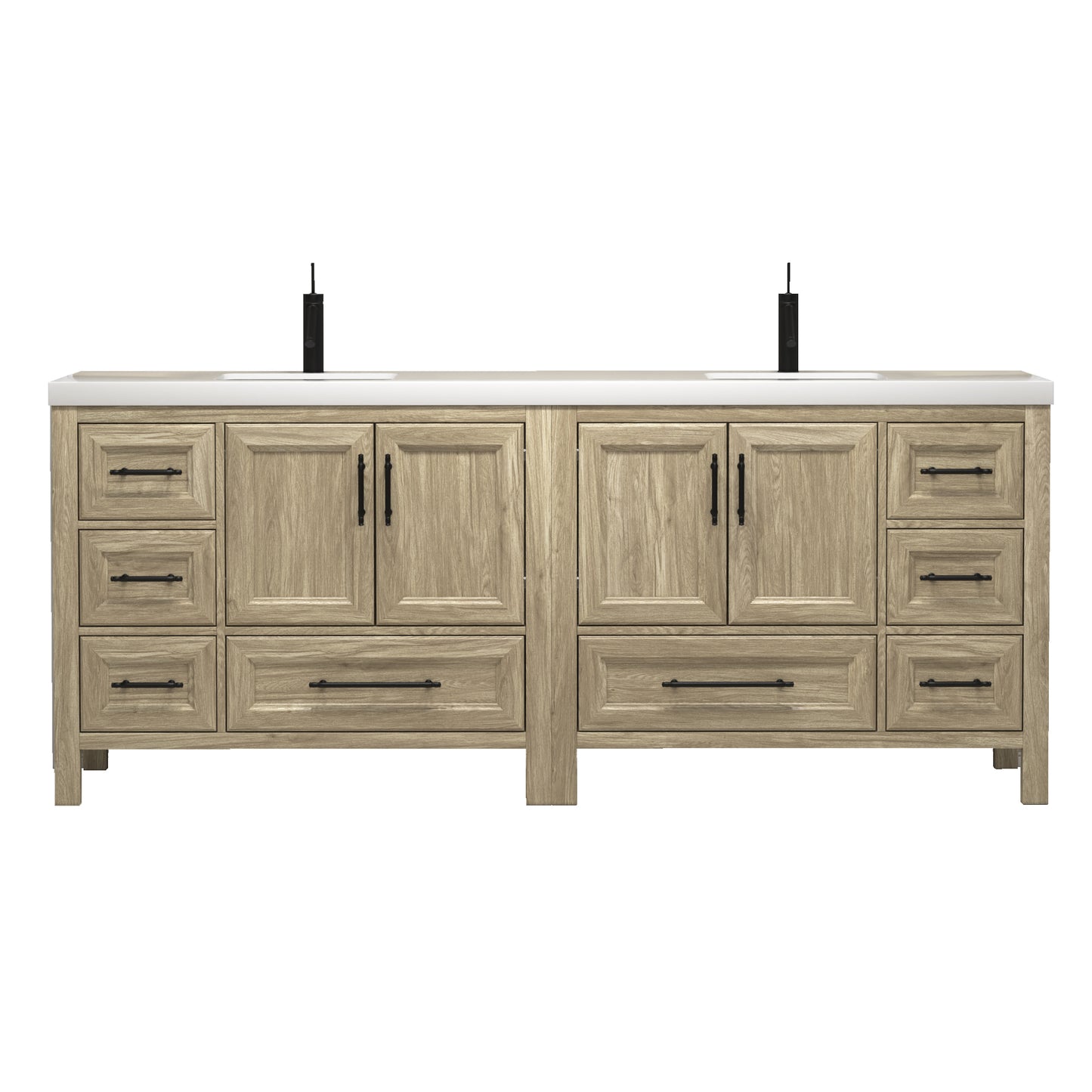 Better Vanity VIV 24"-84" Solid Wood Bathroom Vanity with Reinforced Acrylic Sink, Freestanding Cabinet with Soft Close Doors & Drawers, Fully Assembled