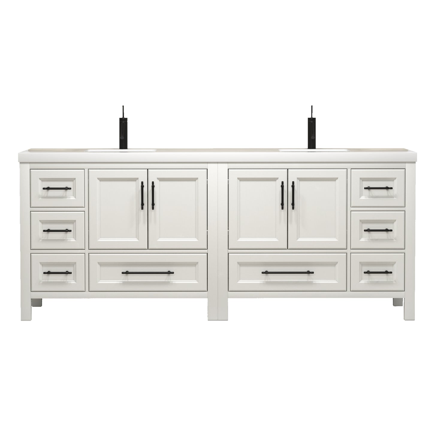 Better Vanity VIV 24"-84" Solid Wood Bathroom Vanity with Reinforced Acrylic Sink, Freestanding Cabinet with Soft Close Doors & Drawers, Fully Assembled