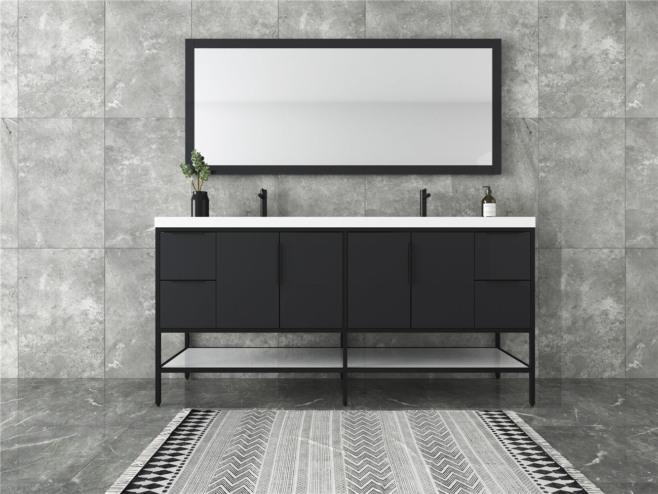 Andrew 72" Freestanding  Double Sink Vanity with Reinforced Acrylic Sink