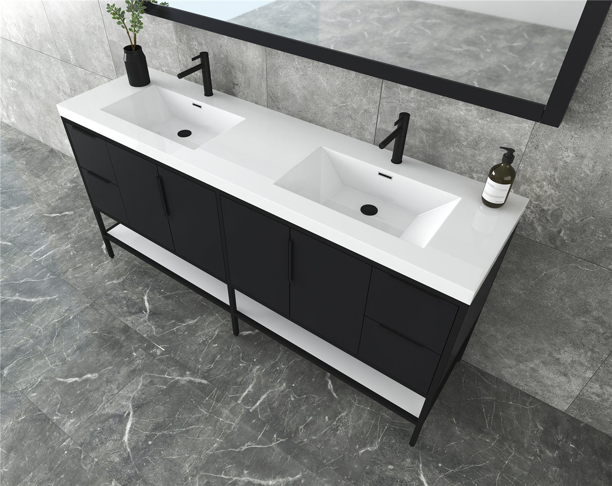 Andrew 72" Freestanding  Double Sink Vanity with Reinforced Acrylic Sink