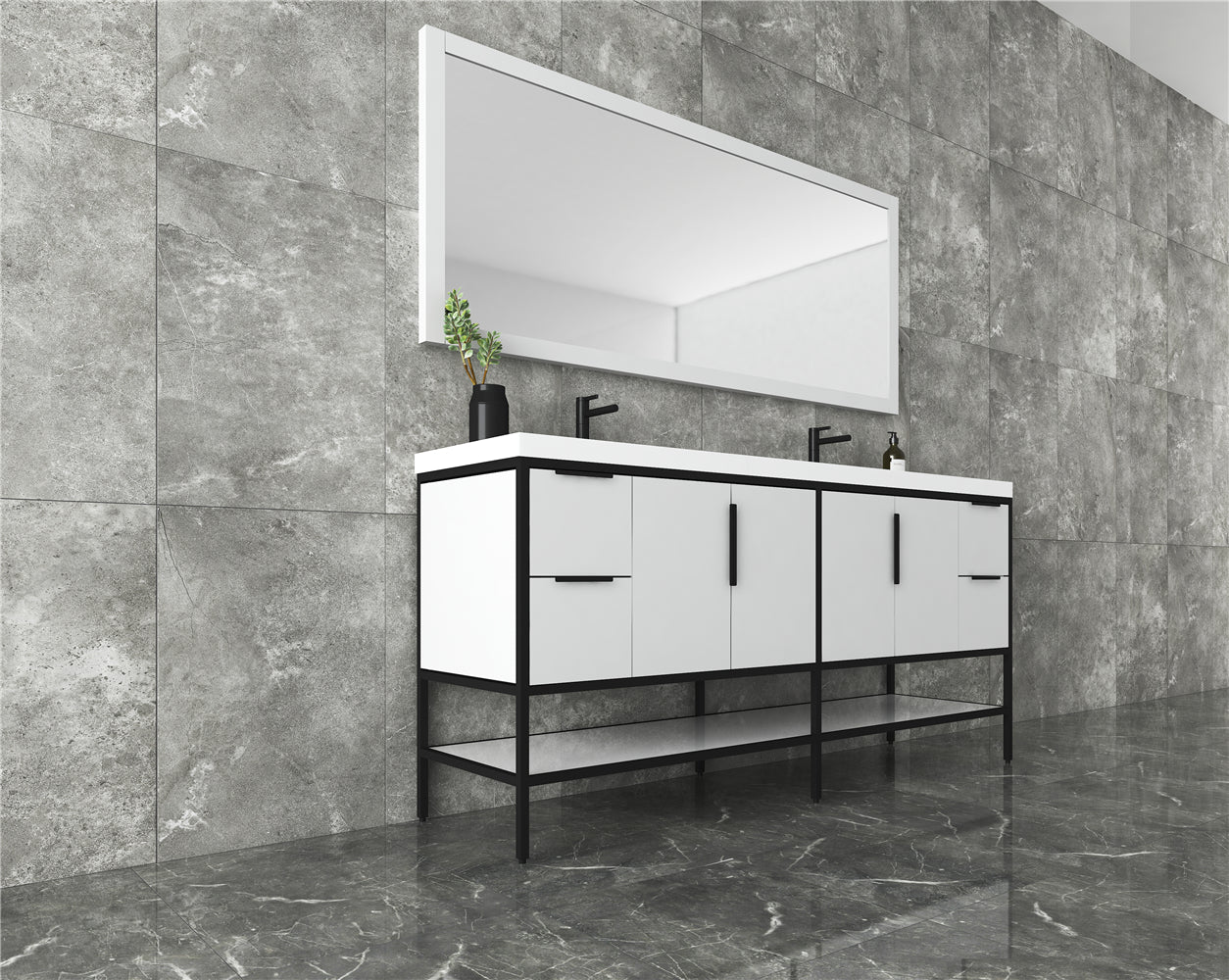 Andrew 72" Freestanding  Double Sink Vanity with Reinforced Acrylic Sink