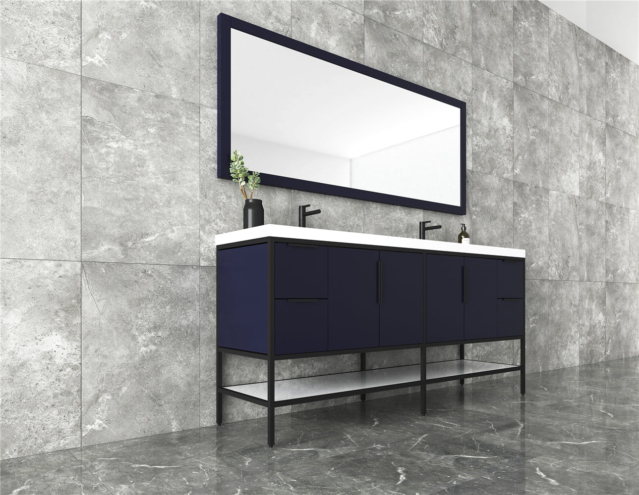 Andrew 72" Freestanding  Double Sink Vanity with Reinforced Acrylic Sink