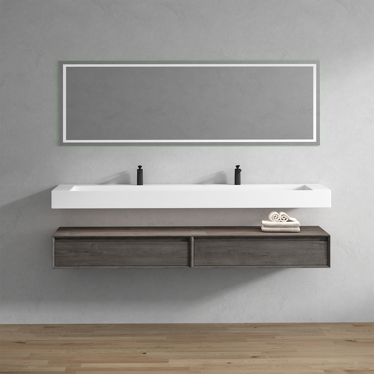 Alysa Floating Bathroom Vanity with FLX16 Acrylic Sink 24" - 84"