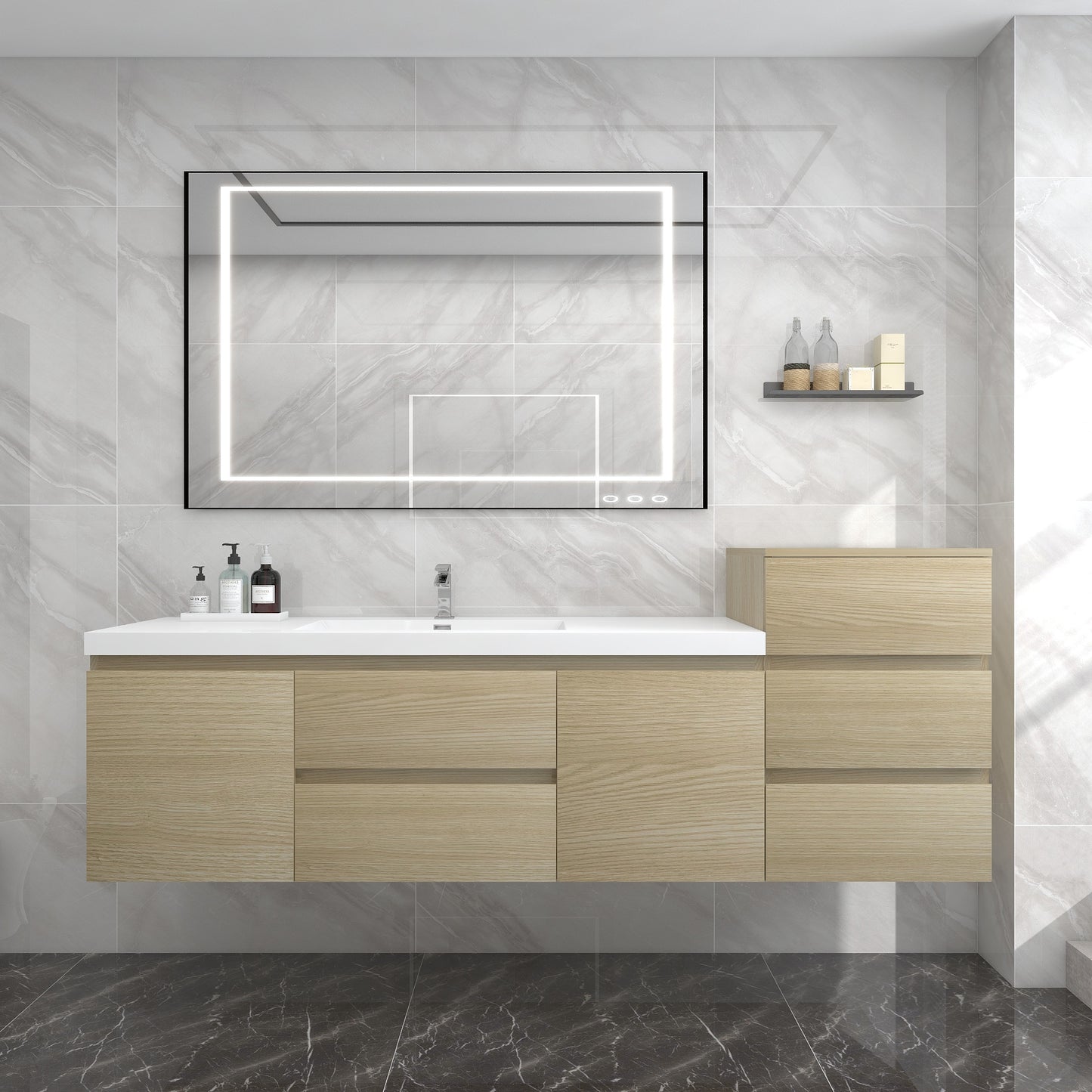 BOW Floating Bathroom Vanity with Reinforced Acrylic Sink 24" - 84"