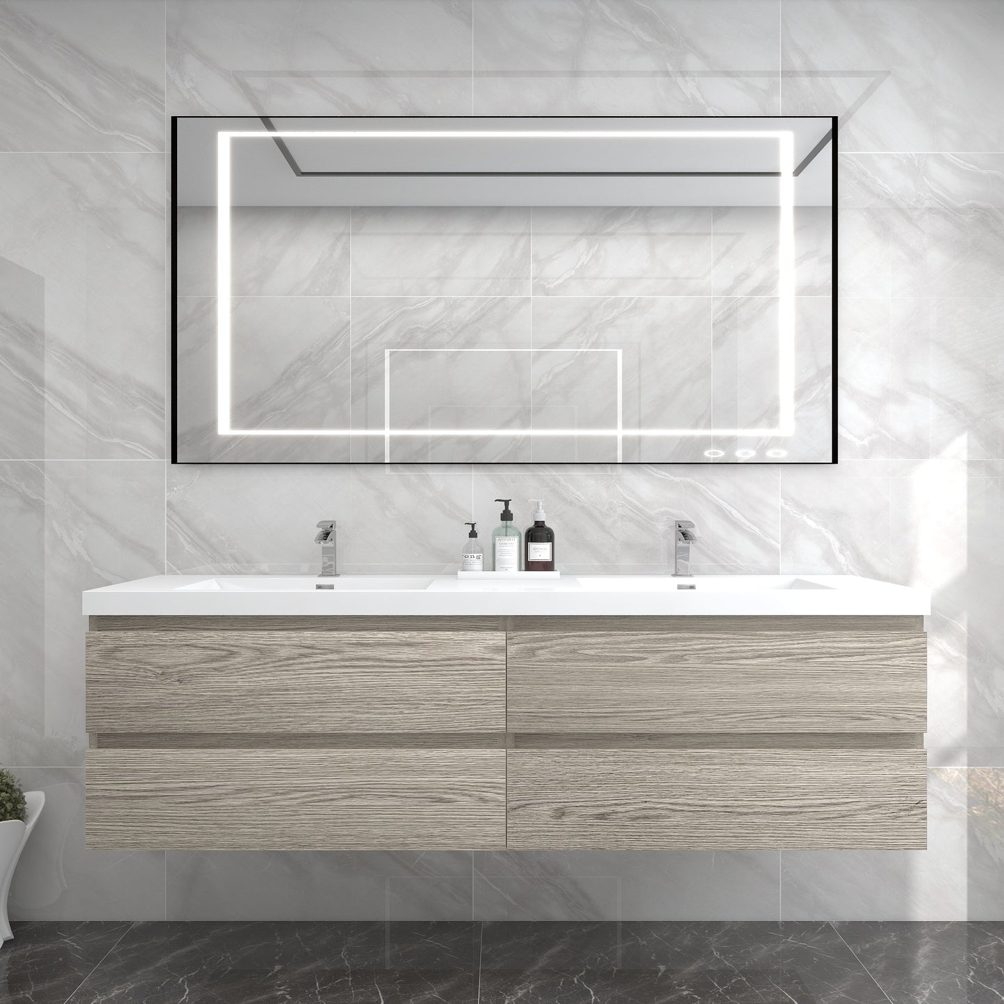 BOW Floating Bathroom Vanity with Reinforced Acrylic Sink 24" - 84"