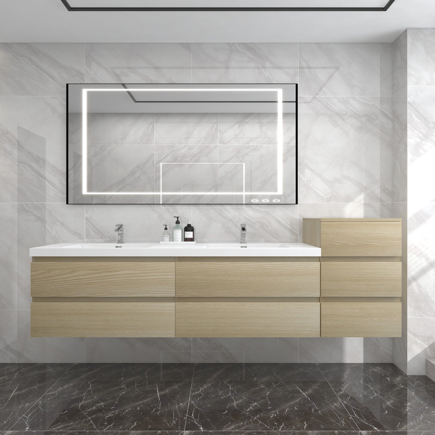 BOW Floating Bathroom Vanity with Reinforced Acrylic Sink 24" - 84"